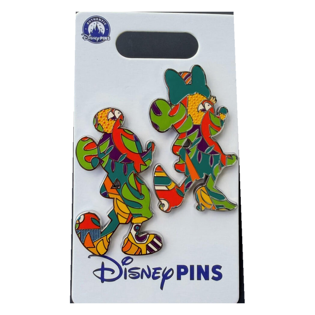 Mickey and Minnie — Tropical Mosaic Silhouettes Pin Set