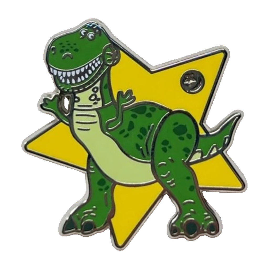 Rex Yellow Star Chaser — Hidden Disney — loose single pin; reference photo from PIN & POP