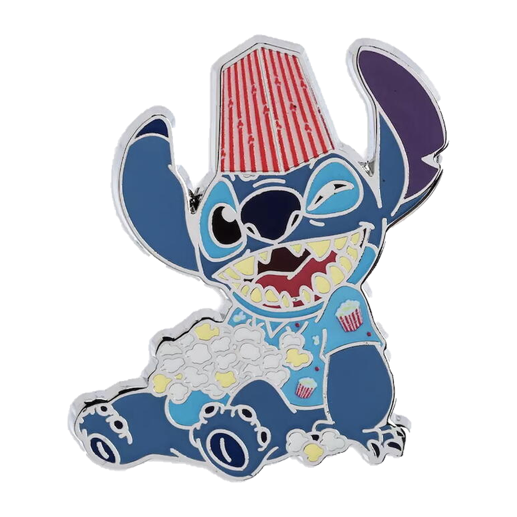 Stitch with Popcorn — Stitch Attacks Snacks Mystery — loose single pin; reference photo from PIN & POP