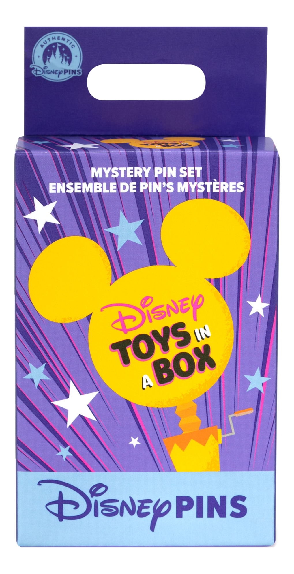 Toys in a Box sealed 2-pin mystery box — packaging front